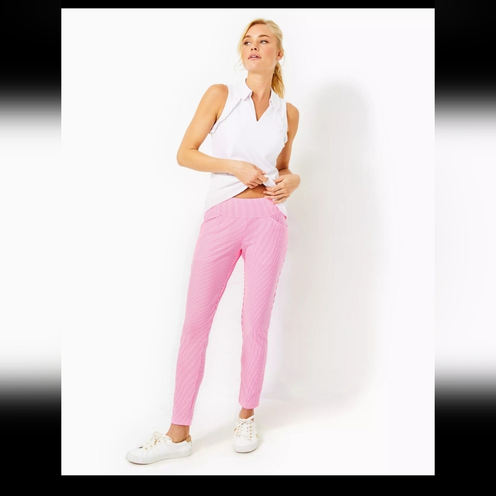 NWOT Lilly Pulitzer Corso Pink Seersucker 28" Women's Golf Pants